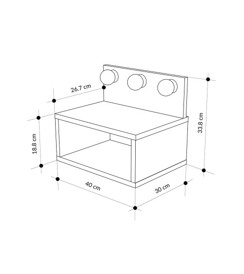 Comodino sospeso Treo con luci integrate colore antracite
