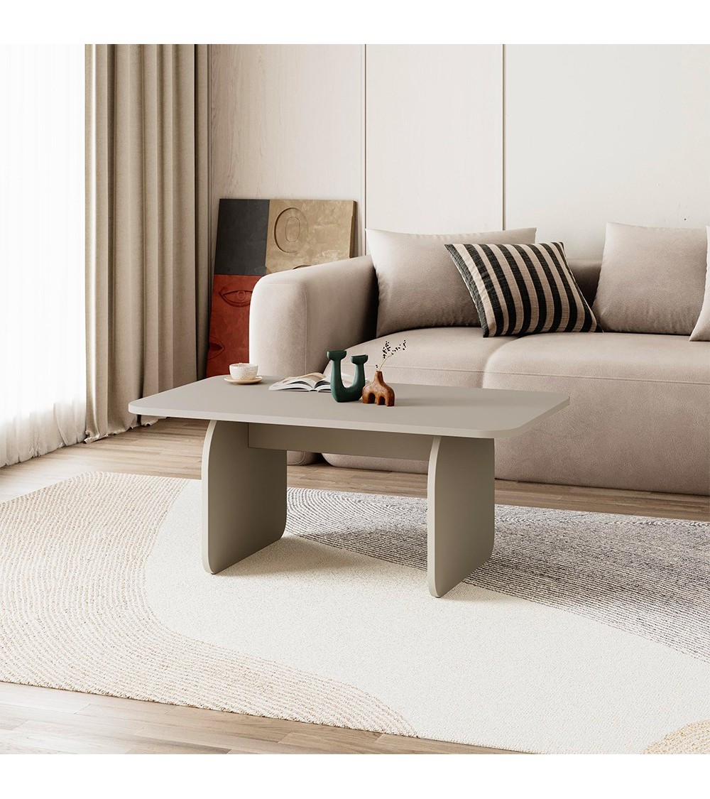 Tavolino da salotto Pietra con gambe a pannello piatto in colore cashmere