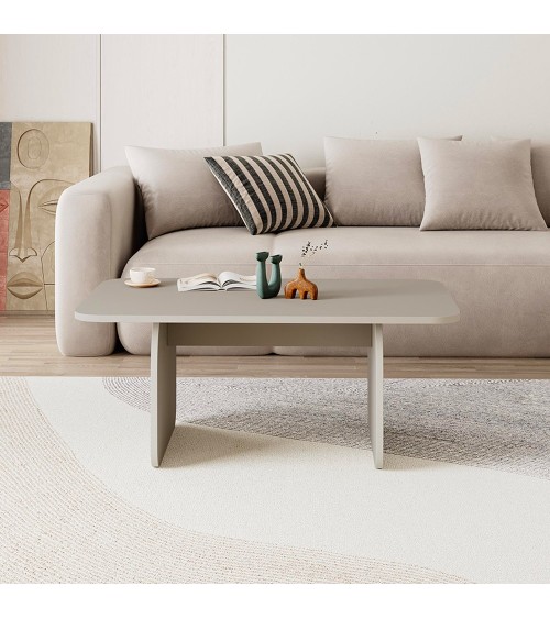 Tavolino da salotto Pietra con gambe a pannello piatto in colore cashmere