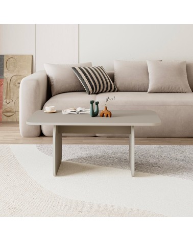Tavolino da salotto Pietra con gambe a pannello piatto in colore cashmere