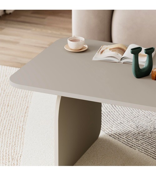 Tavolino da salotto Pietra con gambe a pannello piatto in colore cashmere