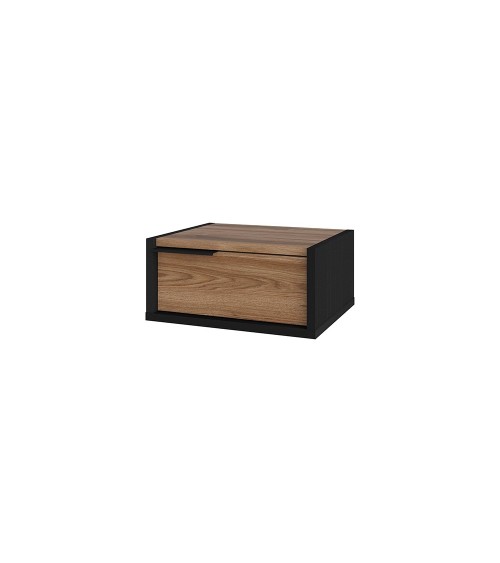 Comodino sospeso Eco in colore nero e rovere oud