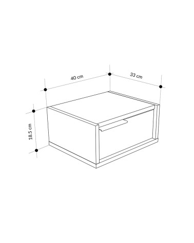 Comodino sospeso Eco in colore nero e rovere oud