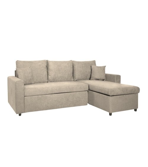 Divano con penisola reversibile Golf e letto estraibile tessuto cappuccino Barrel 09