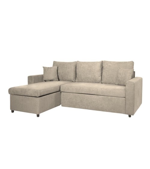 Divano con penisola reversibile Golf e letto estraibile tessuto cappuccino Barrel 09