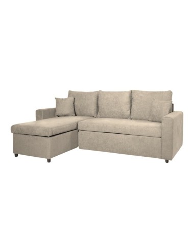 Divano con penisola reversibile Golf e letto estraibile tessuto cappuccino Barrel 09