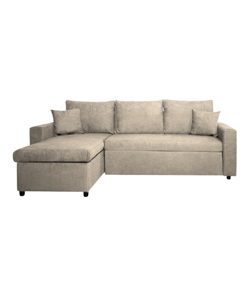 Divano con penisola reversibile Golf e letto estraibile tessuto cappuccino Barrel 09