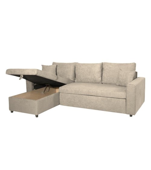 Divano con penisola reversibile Golf e letto estraibile tessuto cappuccino Barrel 09