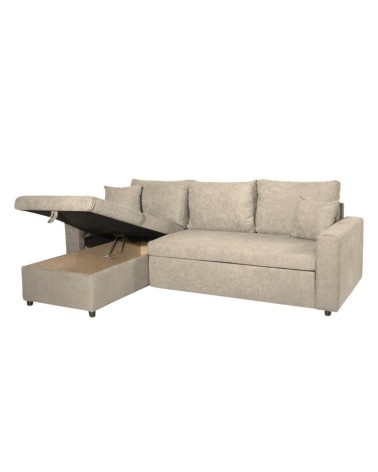 Divano con penisola reversibile Golf e letto estraibile tessuto cappuccino Barrel 09