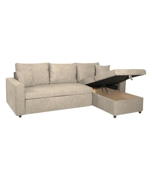 Divano con penisola reversibile Golf e letto estraibile tessuto cappuccino Barrel 09