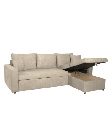 Divano con penisola reversibile Golf e letto estraibile tessuto cappuccino Barrel 09