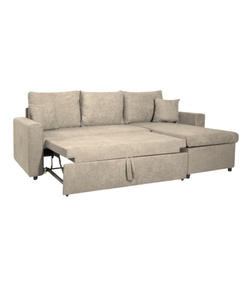 Divano con penisola reversibile Golf e letto estraibile tessuto cappuccino Barrel 09