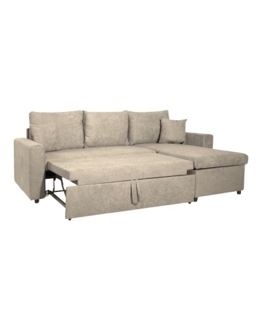 Divano con penisola reversibile Golf e letto estraibile tessuto cappuccino Barrel 09