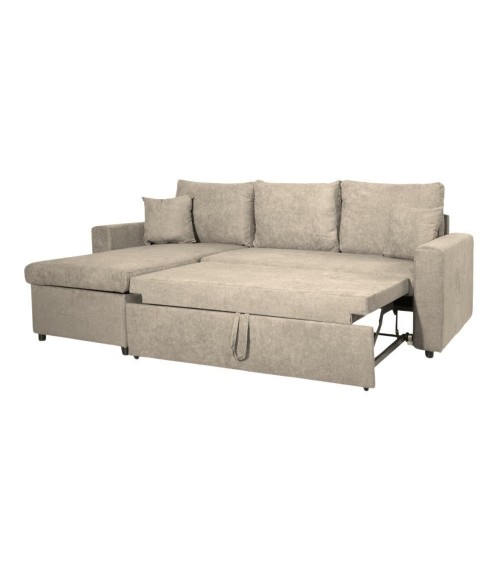 Divano con penisola reversibile Golf e letto estraibile tessuto cappuccino Barrel 09
