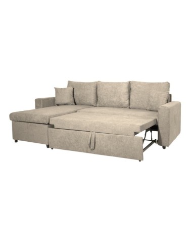 Divano con penisola reversibile Golf e letto estraibile tessuto cappuccino Barrel 09