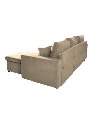 Divano con penisola reversibile Golf e letto estraibile tessuto cappuccino Barrel 09