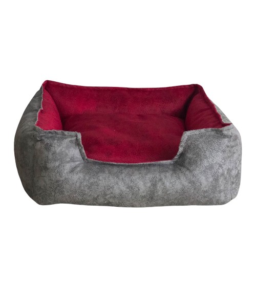 Cuscino per animali domestici Limy in tessuto colore grigio e bordeaux