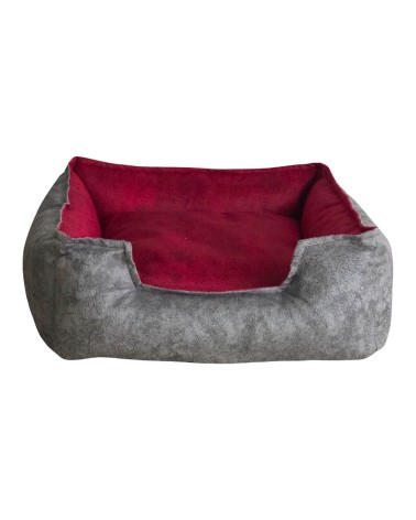 Cuscino per animali domestici Limy in tessuto colore grigio e bordeaux