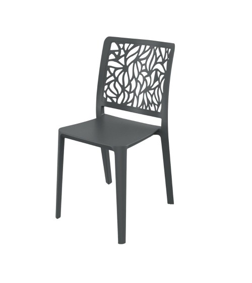 Sedia Leaf in polipropilene rinforzata con fibra di vetro colore grigio antracite set 4 pezzi