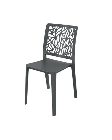 Sedia Leaf in polipropilene rinforzata con fibra di vetro colore grigio antracite set 4 pezzi