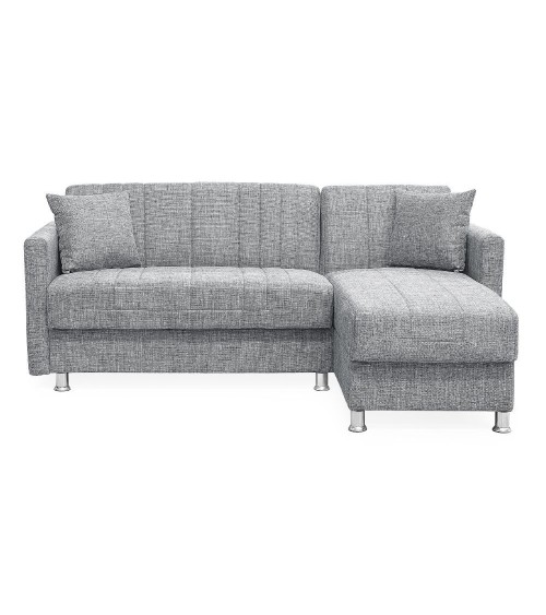 Divano letto Oasis con penisola contenitore reversibile in tessuto Mina 14 grigio
