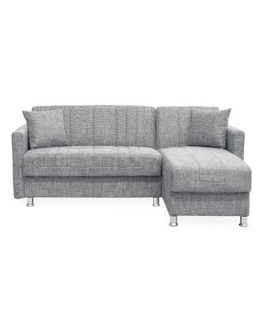 Divano letto Oasis con penisola contenitore reversibile in tessuto Mina 14 grigio