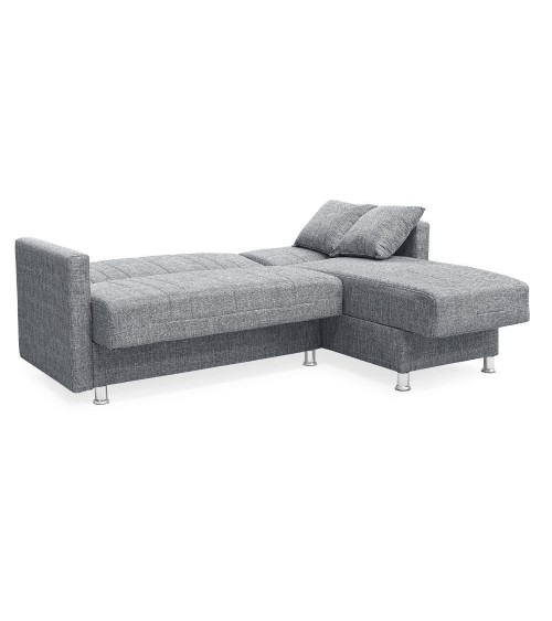 Divano letto Oasis con penisola contenitore reversibile in tessuto Mina 14 grigio