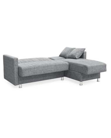 Divano letto Oasis con penisola contenitore reversibile in tessuto Mina 14 grigio