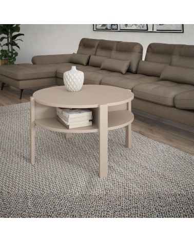 Tavolino da salotto Aura rotondo con ripiano colore cashmere