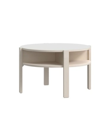 Tavolino da salotto Aura rotondo con ripiano colore cashmere