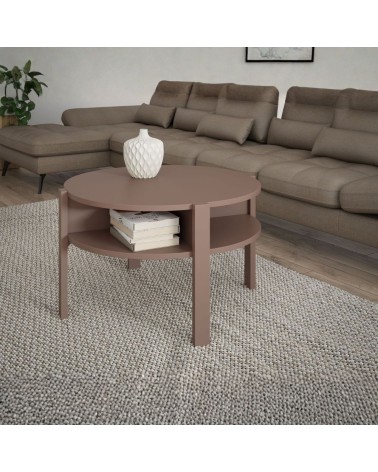 Tavolino da salotto Aura rotondo con ripiano colore terracotta