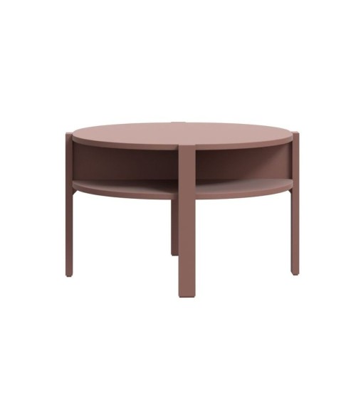 Tavolino da salotto Aura rotondo con ripiano colore terracotta