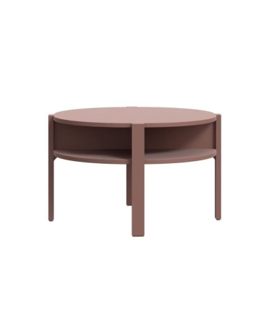Tavolino da salotto Aura rotondo con ripiano colore terracotta