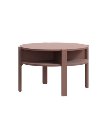Tavolino da salotto Aura rotondo con ripiano colore terracotta
