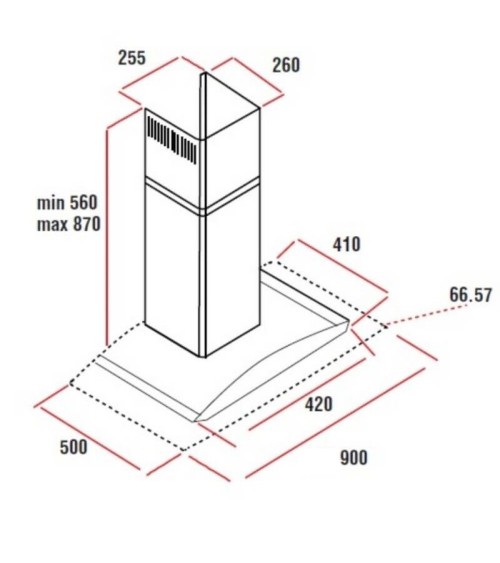 Samet Cappa WETH 90 inox da parete 90 cm cupolino in vetro