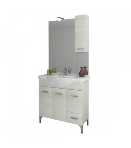 Mobile bagno Bolsena 85 con specchio bianco rovere