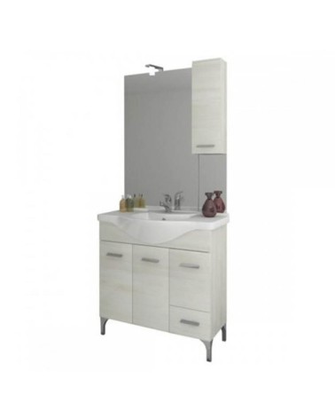 Mobile bagno Bolsena 85 con specchio bianco rovere