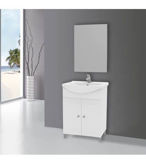 Mobile bagno Scanno 65 bianco lucido con specchio
