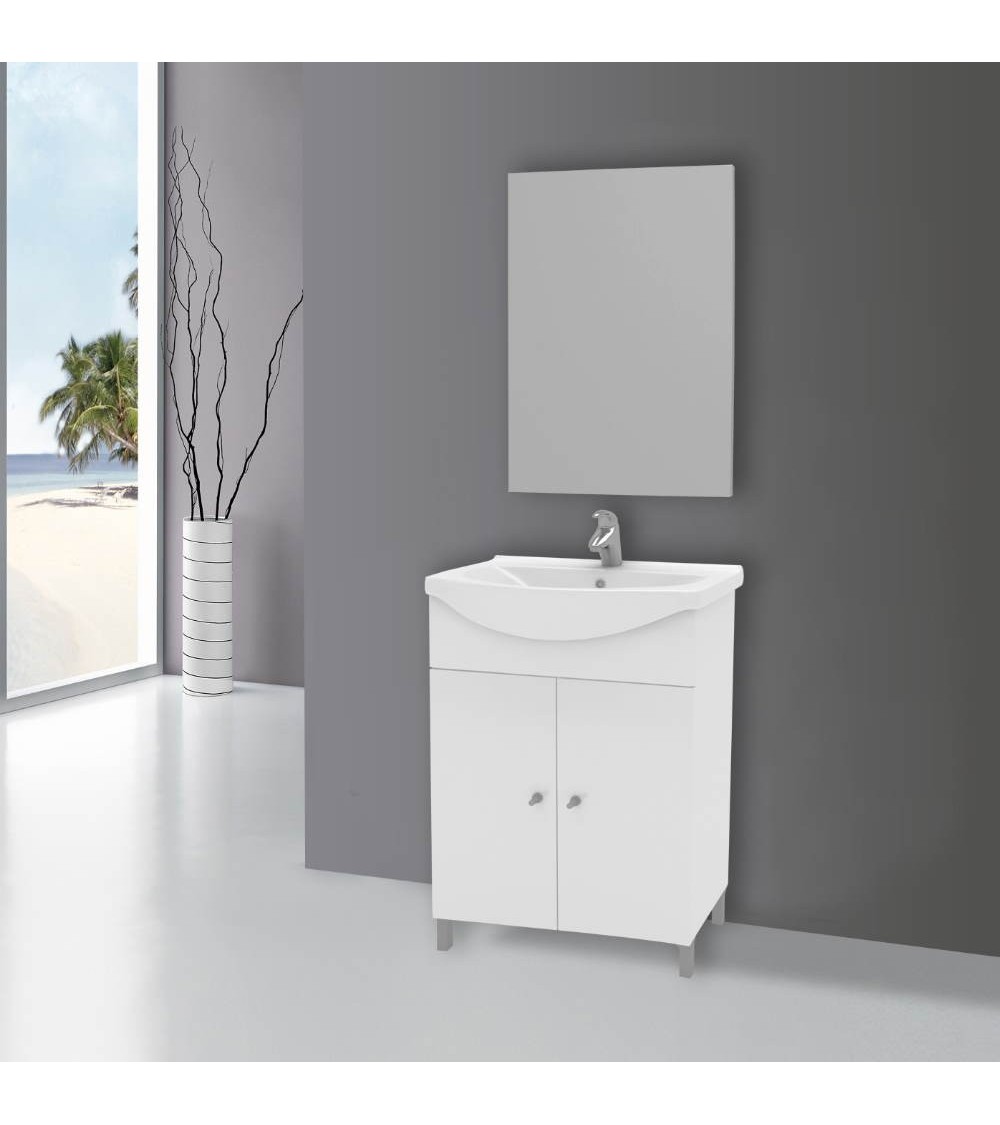Mobile bagno Scanno 65 bianco lucido con specchio