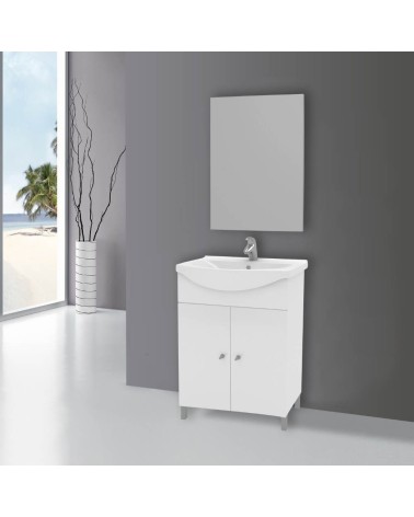 Mobile bagno Scanno 65 bianco lucido con specchio