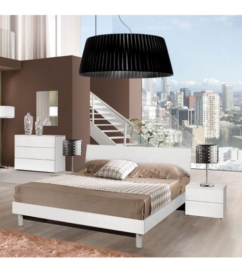 Camera Urano con armadio 6 ante battenti e letto in legno colore bianco larice