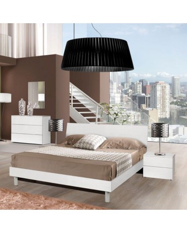 Camera Urano con armadio 6 ante battenti e letto in legno colore bianco larice