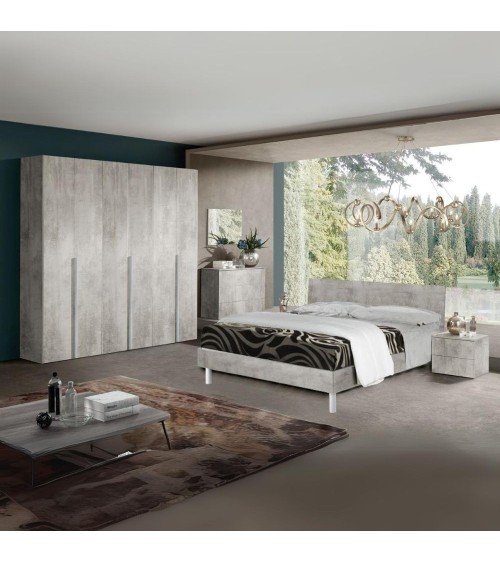 Camera Urano con armadio 6 ante battenti e letto in legno colore ossido