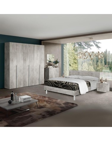 Camera Urano con armadio 6 ante battenti e letto in legno colore ossido