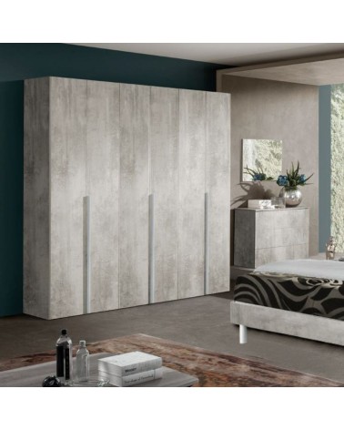 Camera Urano con armadio 6 ante battenti e letto in legno colore ossido