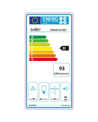 Gruppo cappa Samet sottopensile luce led potenza aspirante 280 m3/h 3 livelli Tornado 60 inox