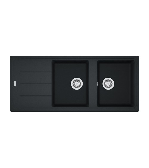 Lavello 2 vasche con gocciolatoio reversibile Franke 116x50 BFG 621 in fragranite nero