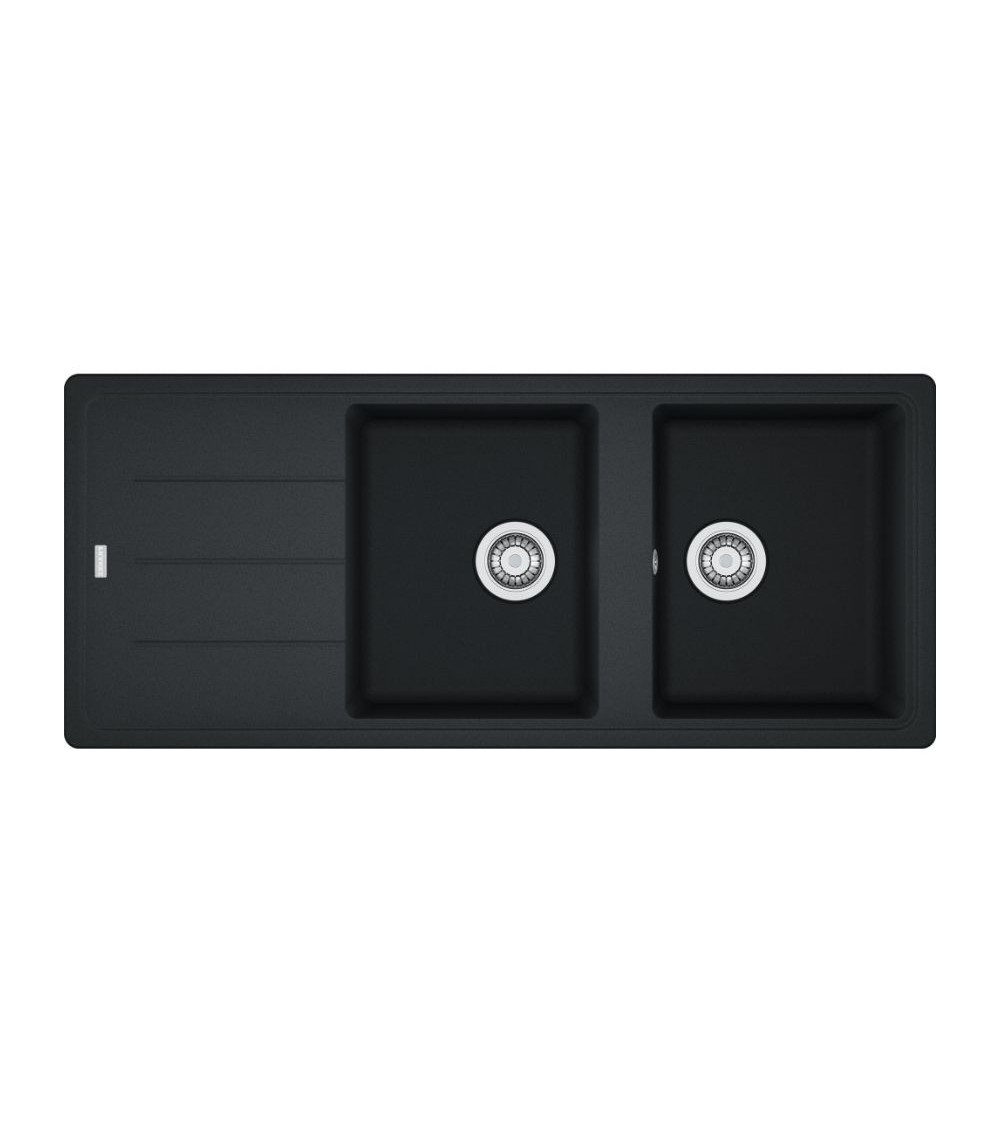 Lavello 2 vasche con gocciolatoio reversibile Franke 116x50 BFG 621 in fragranite nero