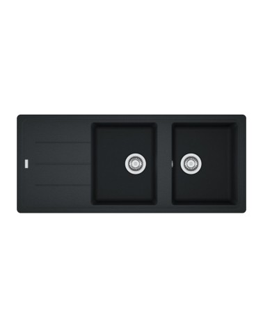 Lavello 2 vasche con gocciolatoio reversibile Franke 116x50 BFG 621 in fragranite nero