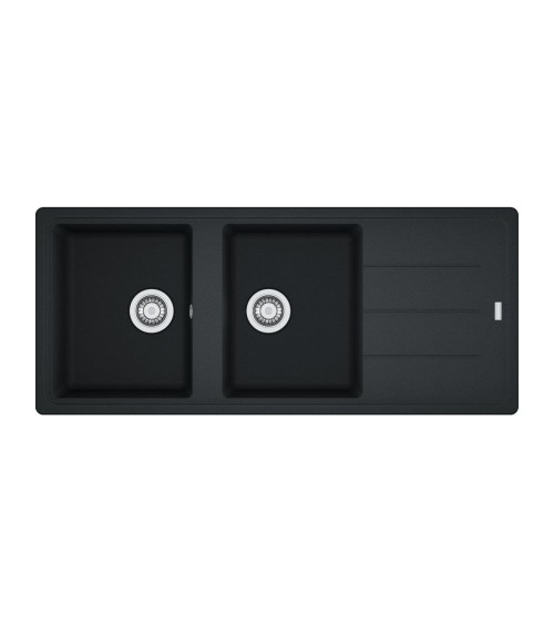 Lavello 2 vasche con gocciolatoio reversibile Franke 116x50 BFG 621 in fragranite nero